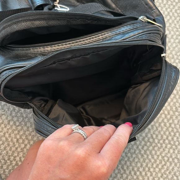 Black Leather Duffel Bag, USED ONCE!!! - Picture 5 of 14